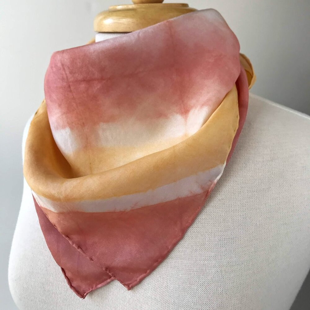 100% Silk Artist Made Natural Resist Dye Shibori Scarf